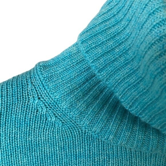 J Crew New! Wool Blend High Low Tunic Turtleneck Sweater Long Sleeve Turquoise - Picture 3 of 15